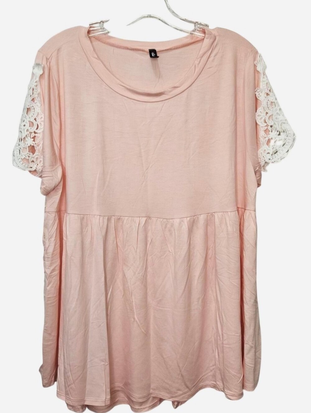 Clique Pink lace sleeve Short Sleeve top Tunic Women's Plus Size 1X NEW